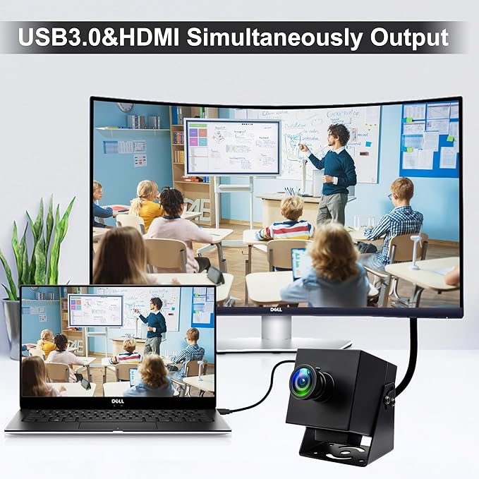 4K 60fps HDMI Webcam USB3.0 Camera Dual Output Wide Angle 120degree Low Distortion Lightburn_Camera 2X Digital Zoom Webcamera H.264 High Speed USB Security Cameras for Computer TV Monitor