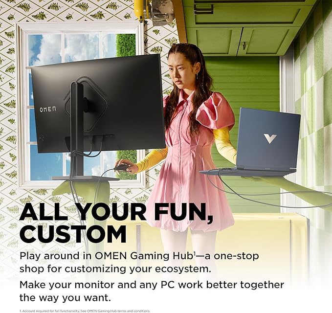 HP OMEN 32c QHD 165Hz Curved Gaming Monitor QHD Display (2560 x 1440) VA Panel 99% sRGB 90% DCI-P3 16:9 AMD FreeSync Premium Technology 32c (2023)