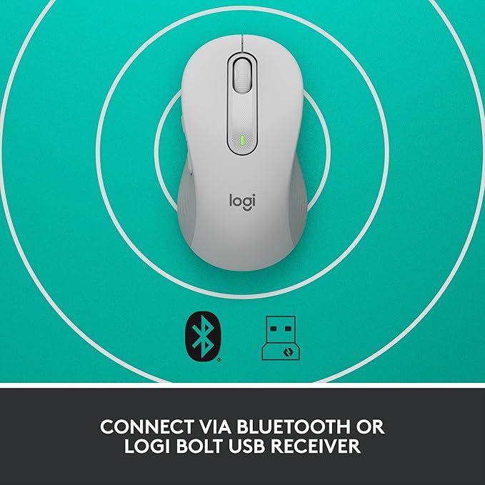 Logitech Signature M650 L Full Size Wireless Mouse - for Large Sized Hands Silent Clicks Customizable Side Buttons Bluetooth for PC/Mac/Multi-Device/Chromebook - Off White (Renewed)