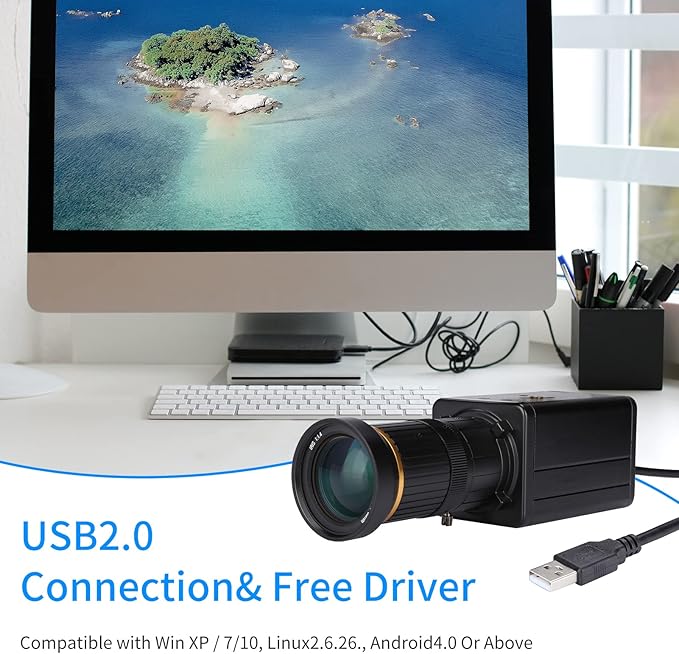 4K HD Camera Computer Camera USB Webcam 10X Optical Zoom Manual Focus Auto Exposure Compensation Comaptible with Window XP/7/10 Linux Android Plug &amp Play for Video Conference Online Teaching
