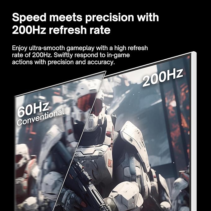 Pixio PX248 Wave White 24 inch 200Hz Refresh Rate FHD 1080p Resolution Fast IPS Panel 1ms GTG Response Time Gaming Monitor and PS1S Wave White Single Monitor Arm - Fits up to 32 inches and 19.8lbs