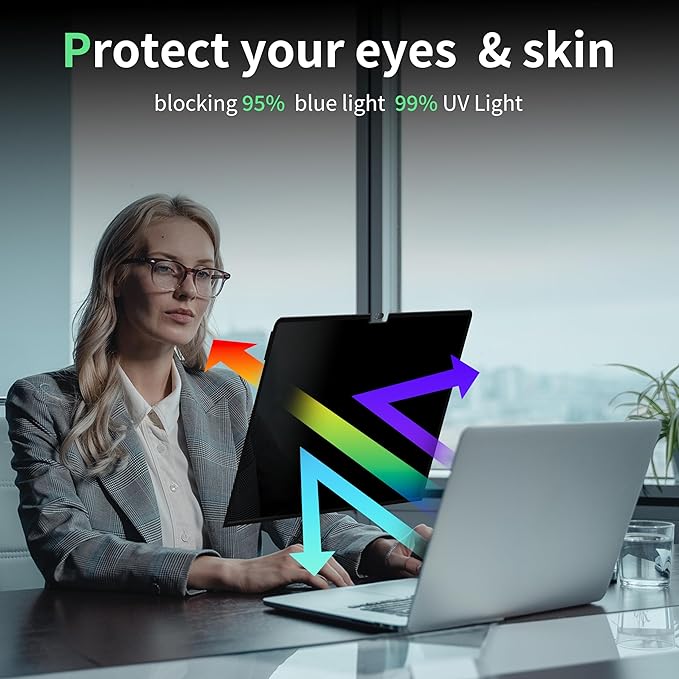 Privacy Screen for MacBook Air 15 Inch M2/M3/M4(2023-2025)--A3241 A2941 A3114 Anti Blue Light Glare Filter Removable Computer Protector Bubble-Free Monitor Shield Laptop Film With Camera Cover
