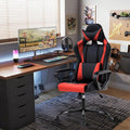 Ergonomic PU Leather Computer ChairHome Office Desk Chair with Adjustable Lumbar SupportExecutive High Back 360°Swivel Rolling Gaming Chairs for Adults(RED)