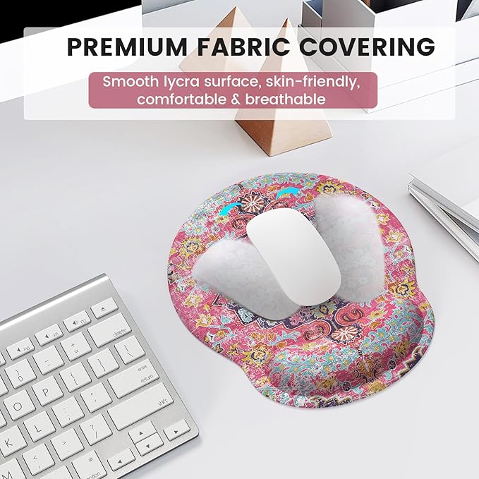iLeadon Mouse Pad with Wrist Rest Set Ergonomic Mouse Pad with Non-Slip Base for Computer Home Easy Typing &amp Pain Relief Mouse Pad Wrist Support Boho