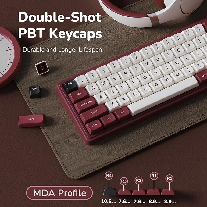 RK ROYAL KLUDGE R65 Wired Mechanical Keyboard with Volume Knob 60% Percent RGB Backlit Gaming Keyboard Gasket Mount with PBT Keycaps MDA Profile QMK/VIA 66 Keys Hot Swappable Light Switch Red
