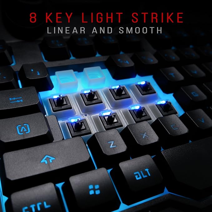 Bloody B318 8-Key Light Strike (LK) Semi Optical Mechanical Gaming Keyboard – 9 Dedicated Macro Keys - 3 Color LED Backlit – 8 LK Black Switch