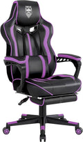 Vonesse Purple Gaming Chair with Footrest Reclining Computer Gaming Chairs for Adults Ergonomic Gamer Chair with Massage Big and Tall PC Game Chair(Purple/Black)