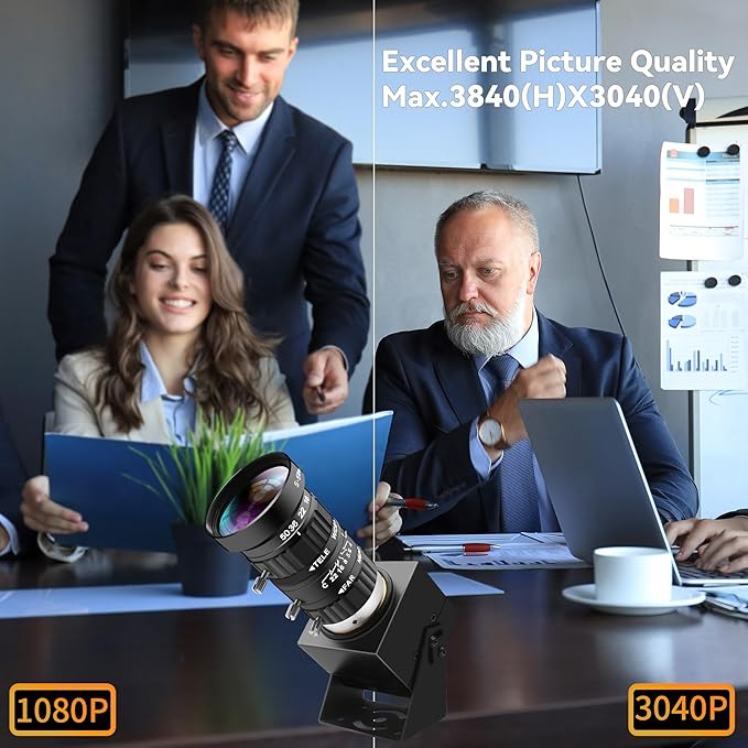 4K USB Webcam 1080P@120fps High Speed Camera With CS-Mount 5-50mm 10X Telephoto Zoom Manual Lens 12MP Close-Up Capability OpenCV Compatible Plug-and-Play for Live StreamingIndustrial Projects