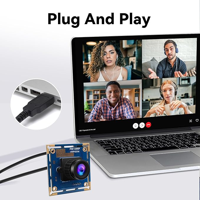 Magnolia 2MP 1080P USB Camera Module 30/60/120FPS High Speed Wecam 2.1mm Wide Angle Fixed Focus Lens Mini Indutrial Camera Plug and Play for CNC Monitoring/Defect Detection/Machine Vision