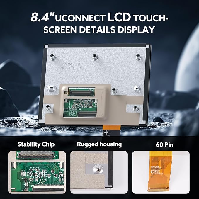 8.4 Uconnect Touch Screen 4C UAQ LCD Monitor Radio Navigation Compatible for Dodge RAM Chrysler Gladiator Compass Wrangler Cherokee Challenger Durango 2017-2022 Replace # LA084X01(SL)(02)
