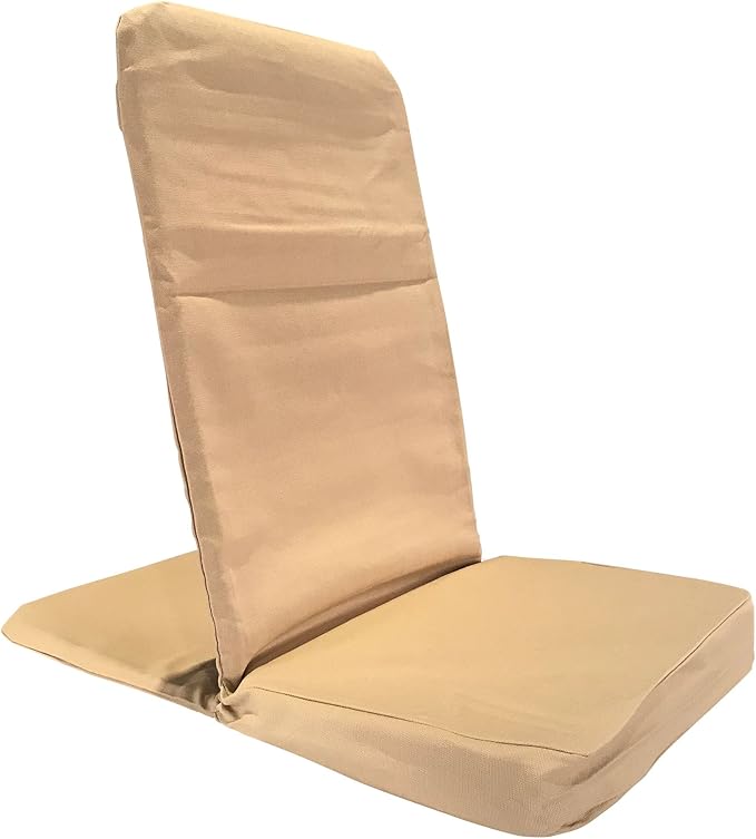 Original BackJack -Made in The USA- Extra Large Sand Cotton Fabric Lightweight Floor Seating Chair for Gaming Families Parents Daycare Back Support Reading Yoga Meditation School