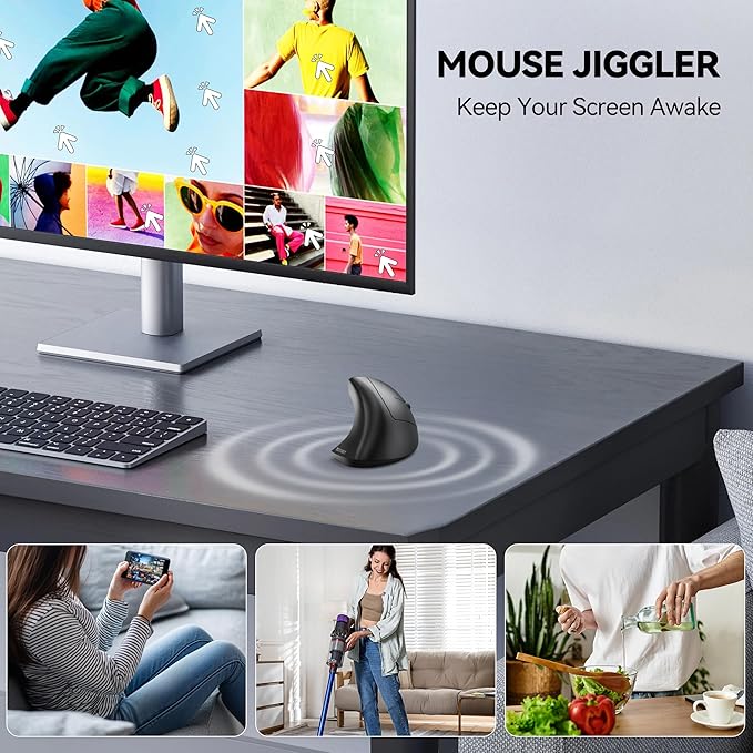 TECKNET Ergonomic Mouse Jiggler Bluetooth Wireless Vertical Mouse 4800 DPI Silent Mouse with 6 Adjustable DPI Levels 2.4GHz (USB A &amp C) Mouse 6 Buttons Computer Mice - Wide Compatibility