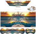 Large Mouse Pad Set Desktop Mouse Pad + Keyboard Wrist Pad + Mouse Wrist Pad + Coaster Ergonomic Memory Foam Multi-Functional Desk Mat - Sunset Beach