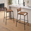 Pu Faux Leather Bar Stools Set of 2 Pub Barstools with Back and Footrest Brown (18.25 x20“x38.5”