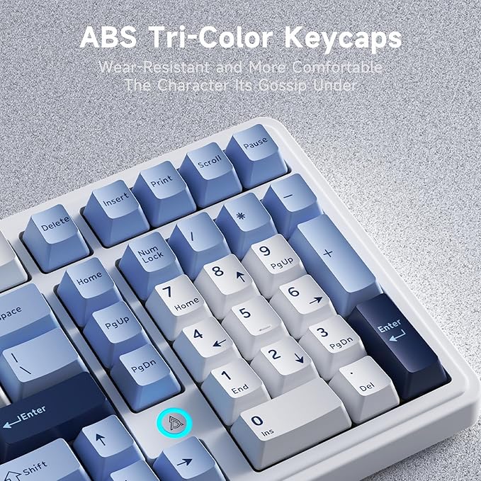 NACODEX AK980 Wired Mechanical Gaming Keyboard 98% Gasket Hot Swappable Keyboard with RGB Backlit PBT Keycaps Five-Layer Padding 101 Keys Gaming Keyboard White Blue