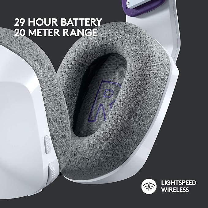 Logitech G733 Lightspeed Wireless Gaming Headset with Suspension Headband LIGHTSYNC RGB Blue VO!CE mic Technology and PRO-G Audio Drivers - White