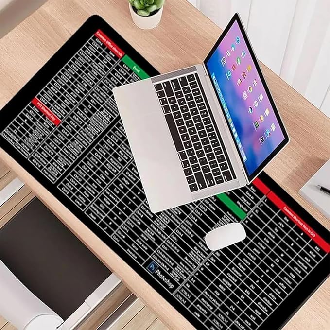 Alfombrilla Con Atajos De Excel Español Quick Key Super Large Anti-Slip Keyboard Pad Excel Pad Shortcut Mat Large Size Mouse Pads Word/Excels/Power Point Shortcut(Spanish)