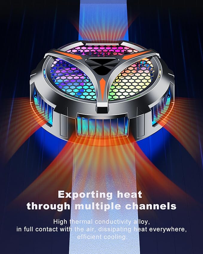 iPad CoolerMagnetic Tablet Cooler for ipad/Surface pro/Samsung Tab/Steam DeckIpad Cooling Fan with Temperature Monitor LED Gaming Light for Mobile GamingTiktok Live Streaming Black