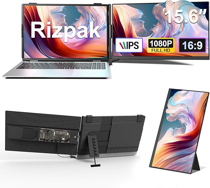 15.6 Laptop Screen Extender Ultra-Slim FHD 1080P Portable Monitor Detachable Dual Monitor Travel &amp Remote Work Plug and Play for 13-17.3 Laptops for Windows/Mac/Android/Chrome