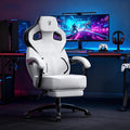 Dowinx Fabric Gaming Chair with Footrest and Massage Big and Tall Wide High Back Office Chair for Adults Computer Game Chair with Massage for 200lbs Grey
