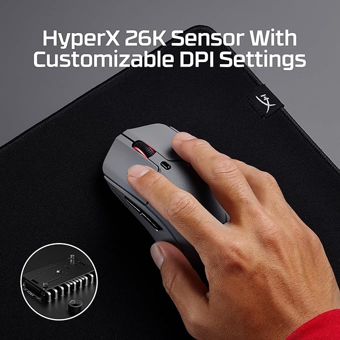 HyperX Pulsefire Haste 2 Pro 4K Wireless Gaming Mouse for PC 4k Polling Rechargeable 90 Hour Battery Lightweight 61g 26K Sensor 2.4GHz Bluetooth Slate Grey