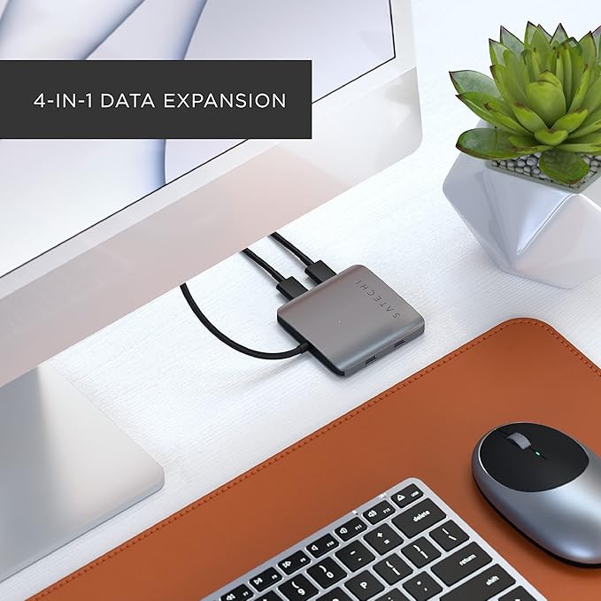 Satechi USB C Hub 4 Port USB C Adapter 5Gbps Data Transfer for MacBook iPad iPhone 17 Microsoft Surface Chromebook and More