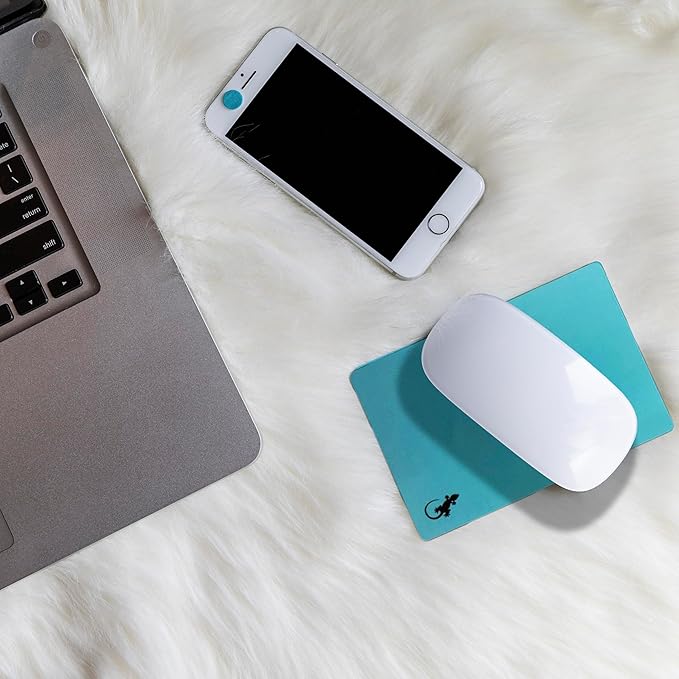Mouse Pad Adhesive Bottom - Sticks to Any Surface - Portable - Webcam Covers and Screen Cleaner Included (2 Pack - Blue and Pink)
