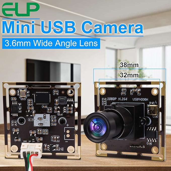 Sony IMX323 Mini USB Camera Module HD 1080P Low Light Webcam with Microphone 3.6mm Lens H.264 UVC USB2.0 for Laptop 3.3ft/1M Cable