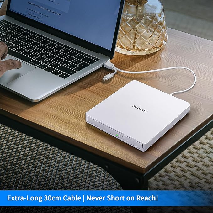 External CD DVD Drive USB 3.0 Type-C Burner Writer +/-RW Optical Drive Slim CD ROM Reader for Laptop Desktop PC Compatible with Windows 11/10/8/7 Mac OS Linux (USB 3.0 &amp Type-C Slim)
