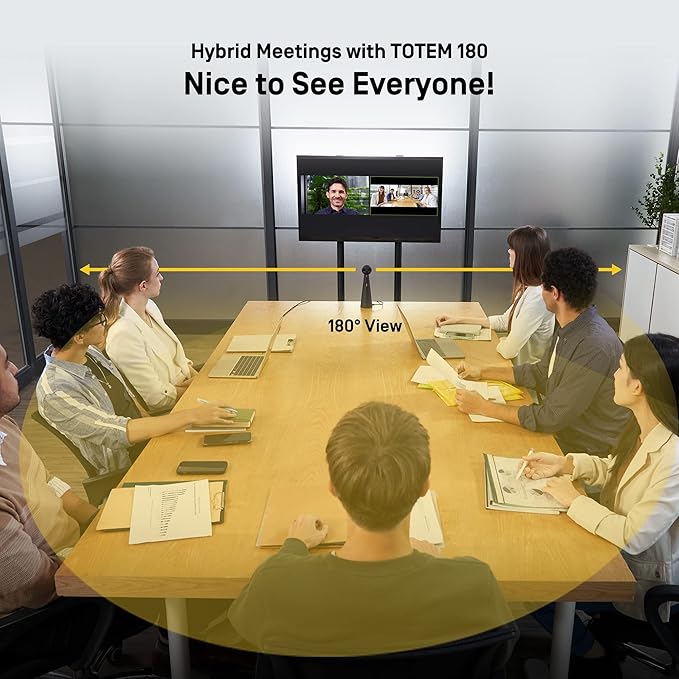 IPEVO Totem 180 4K Panoramic Video Conference Camera w/ 180° &amp 120° View Premium Webcam Full Room Coverage AI Auto Framing Noise Reduction Mics Plug-and-Play USB-C Remote Hybrid Learning