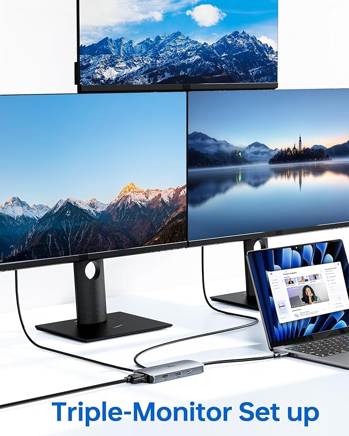 USB C Docking Station Dual Monitor LIONWEI Laptop Docking Station with Dual 4K HDMI VGA 100W PD 3 USB USB C Hub Multiport Adapter for Dell Lenovo HP Surface