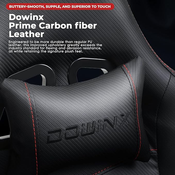 Dowinx Gaming Chair Big and Tall Ergonomic Game Chair for Adults with Footrest and Massage Lumbar Support High Back Computer Gamer Chair PU Leather 350Lbs for Office Home Black