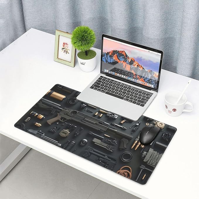 Tactical Firearm Desk Cover MatExtended Large Mouse PadComputer Laptop Mat Desk Decor for Office Game Home 30x16 Inch