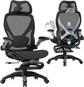 ELABEST X100 Ergonomic Mesh Office Chair with Footrest Big and Tall Hone Desk Chair with 5D Flip-Up Arms Adjustable 3D Lumbar SupportGaming &amp Executive Computer Chairs