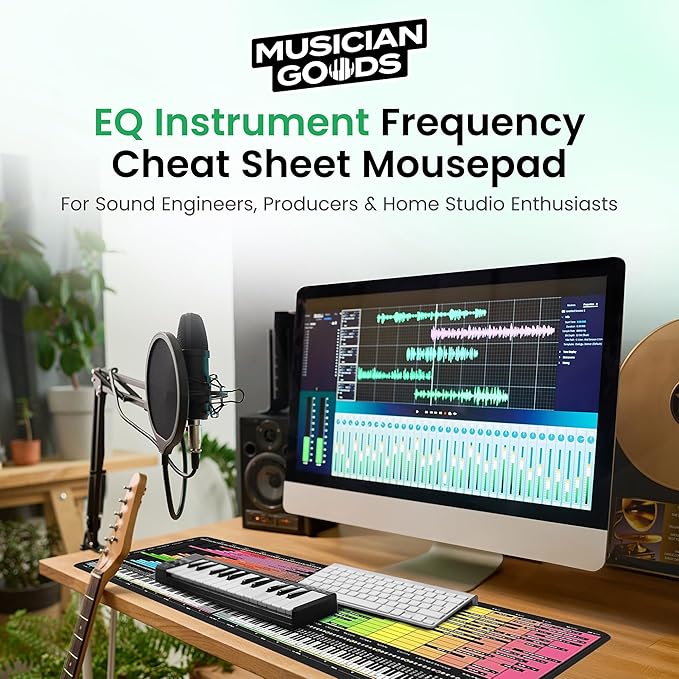 Instrument Frequency EQ Cheat Sheet Mousepad – 80×30cm (31.5x11.8) &amp 35×25cm (13.8x9.8) – Studio Desk Mat for Music Producers DJs &amp Engineers – LED Version Available