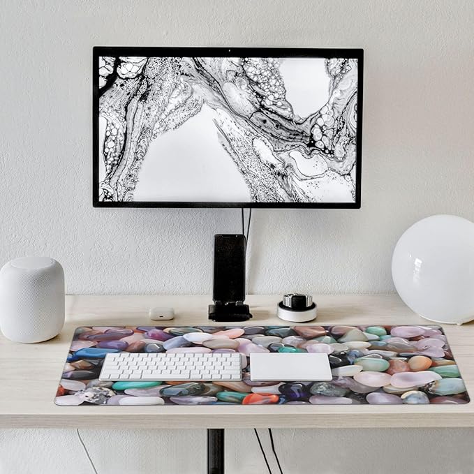Colorful Precious Stones Large Gaming Mouse Pad 35.5 X 16 Inch Extended Desk Mat for Keyboard and Mouse Waterproof Computer Mousepad with Stitched Edges &amp Non-Slip Base