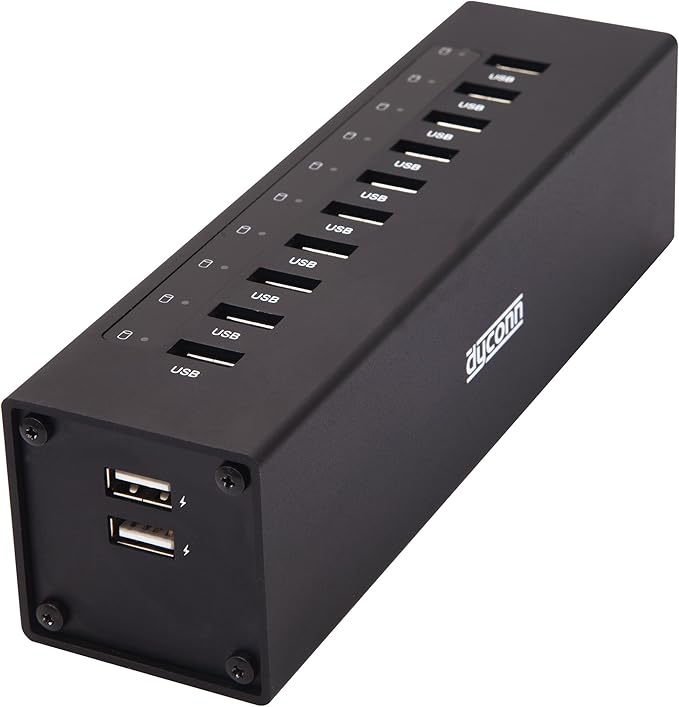 PowerHub SuperSpeed 12 Port (10 Data/Charging + 2 Charging Only Ports) Industrial Grade USB 3.0 Hub with Mounting Brackets (HUBC10B)