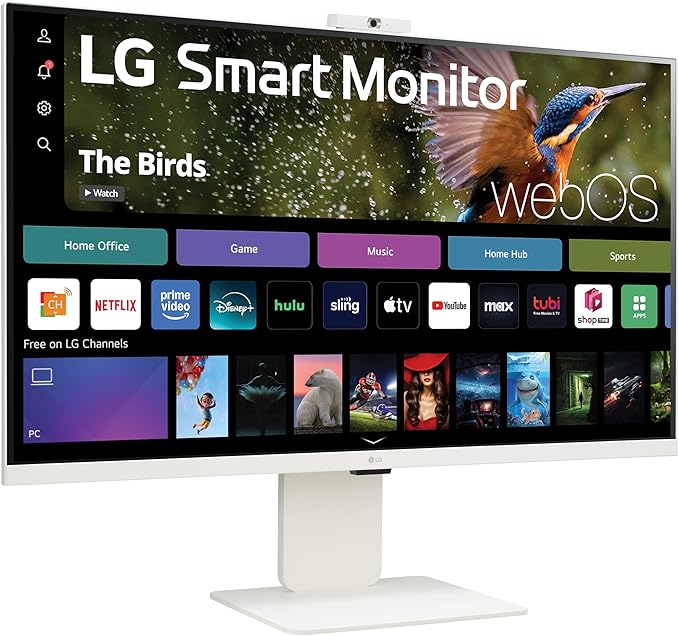 LG 32SR85U-W Smart Monitor 32-inch 4K UHD (3840x2160) IPS Display webOS 23 USB Type-C 90W PD Built-in FHD Webcam &amp Speaker HDR 10 AirPlay 2 Screen Share Bluetooth White