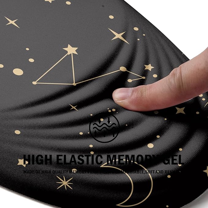Ergonomic Mouse Pad with Wrist Rest SupportMousepad Relief Carpal Tunnel Pain Entire Memory Foam Mouse Pad with Non-Slip PU Base Wireless Mouse Pad Lovely Starry Sky