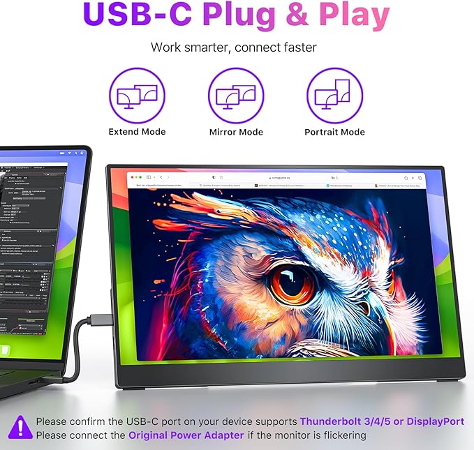 cocopar Portable Monitor 15.6 Inch 4K UHD 60Hz 145% sRGB Travel Monitor with Speaker HDMI USB-C Second Screen for Laptop MacBook Surface PC Xbox PS4/5 VESA Mountable with Kickstand