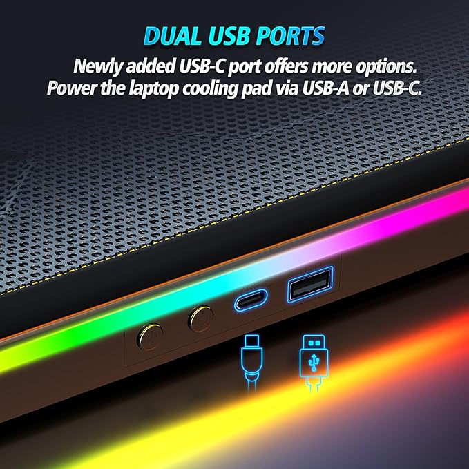 Gaming Laptop Cooling Pad Laptop Cooler with 15 Quiet Fans for 12-17.3 Inch Notebook Slim Portable Laptop Cooling Stand with 7 Height Adjustable 2 USB Ports Phone Stand
