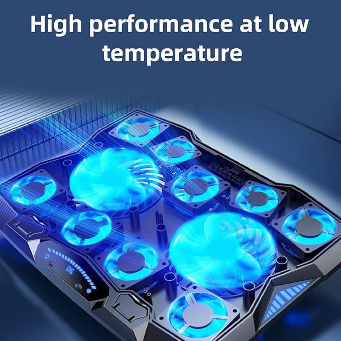 Laptop Cooler Stand Multi Angle Adjustable 3400RPM High Speed 11 Fans Cooling Pad for Notebook Tablet Gaming ABS Material 5 Height Levels