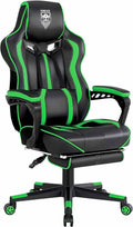 Vonesse Gaming Chair with Footrest Big and Tall Gamer Chair with Massage Reclining Computer Gaming Chair for Adults Ergonomic Game Chair for Teens High Back Video Game Chairs(Green/Black)