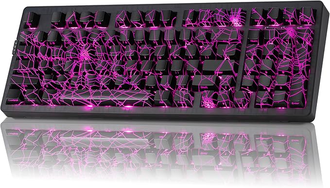 ZORNHER ZH980 Mechanical Keyboard Wireless95% Creamy Keyboard with Number PadHot-Swappable Custom Gaming KeyboardShine Through Spider Web PCLoud Clicky Blue Switches