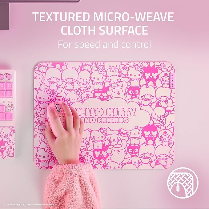 Razer Gigantus V2 Cloth Gaming Mouse Pad (Medium): Textured MicroWeave Cloth Surface - Thick High-Density Rubber Foam - Non Slip Base - Hello Kitty &amp Friends Edition