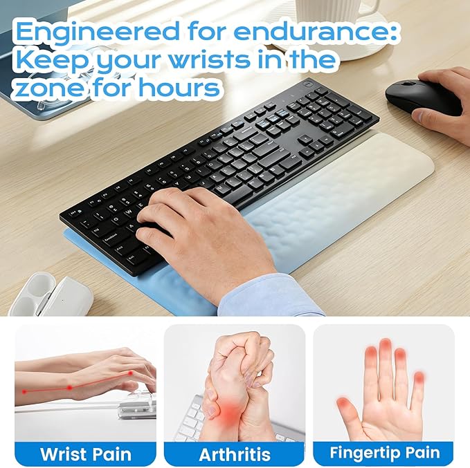 Keyboard Wrist Rest with Ergonomic Height - Computer Keyboard Stand &amp Soft Cushioned Pad for Wrist Pain Relief - Non-Slip Typing Support for Office Gaming &amp Home(Gradient)