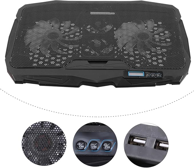 Gatuida Adjustable Laptop Cooler Stand Speed Silent Fan Metal Mesh Cooling Pad for Ergonomic Height Support Stable Ventilated Base for Cervical Spine Care Compatible with All Laptops