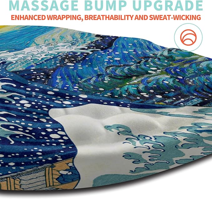 Ergonomic Mouse Pad Wrist Support with Memory Foam Massage Bulge Carpal Tunnel Pain Relief Mousepad Wrist Rest for Mouse(12x8 inchWave Starry)
