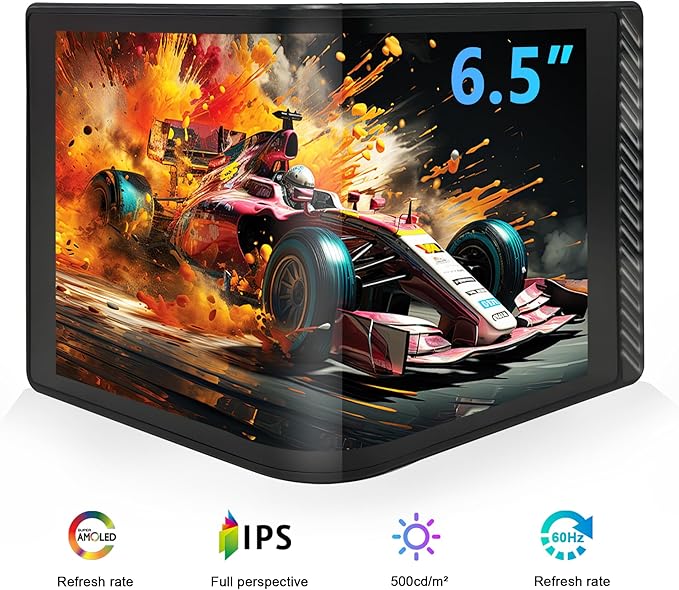Portable Water Cooling Curved Screen Monitor 6.5 inch 2K 2560×1440 IPS with Magnic Stand External Computer Laptop OLED Monitor for PC Laptop Desktop (Black)