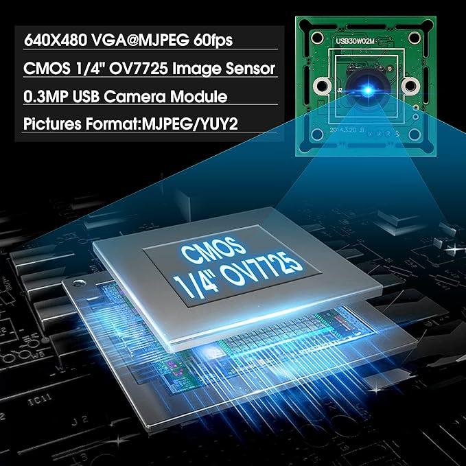 USB Camera Module 100 Degree No Diistortion Lens USB Camera 60fps High Speed Camera 10.2Inch Mini Webcam for Industrial Machine Supports Most OS with 3.3ft/1m Cable forRaspberry Pi Jetson Nano